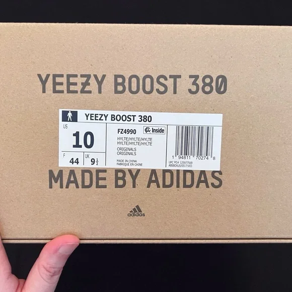 NIB Adidas Yeezy 380 Boost Slip On Hylte Green Yellow Highlight Size 10
